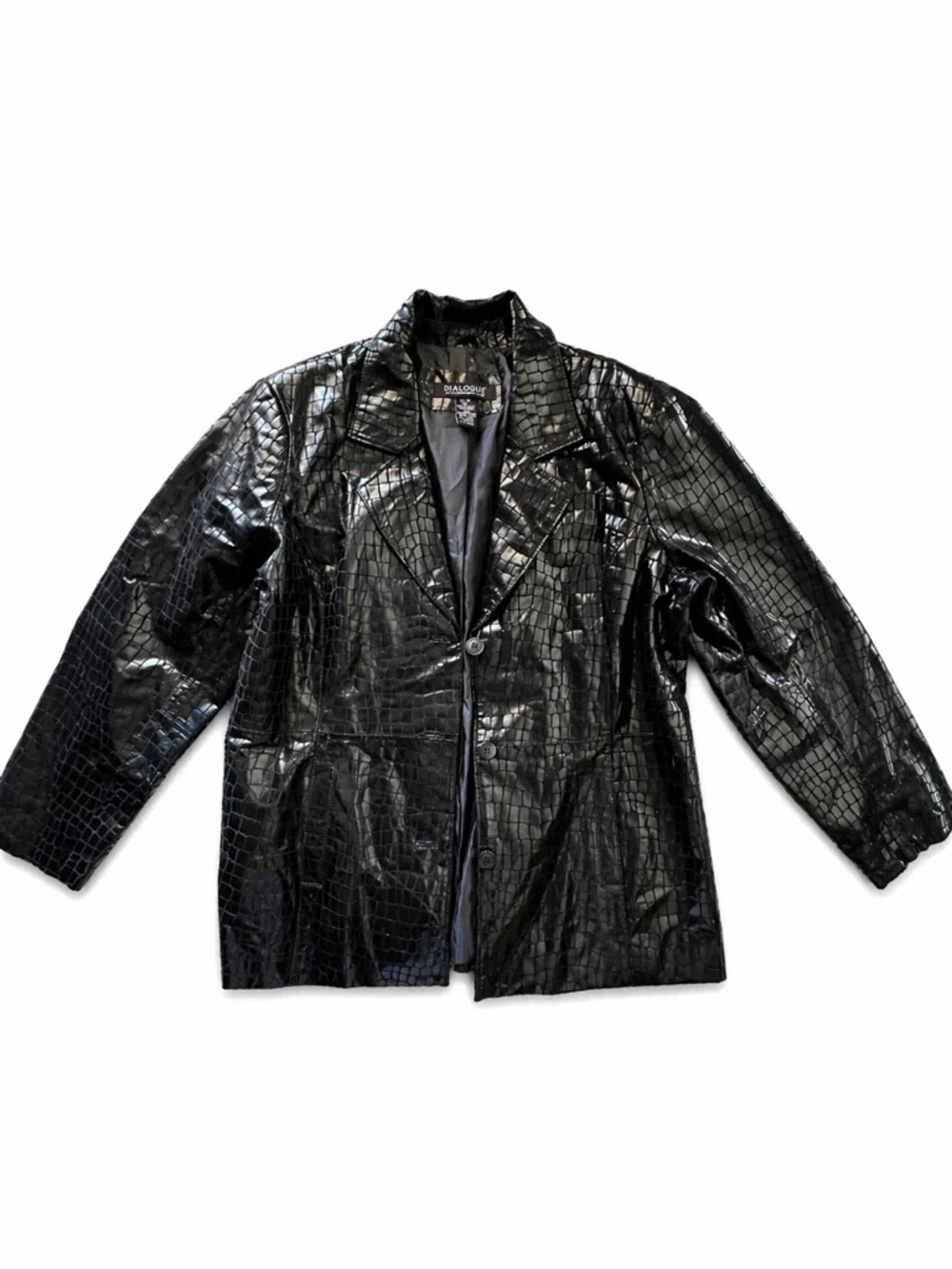 Black Croc leather Oversized Jacket - Women - Picture 2 of 5